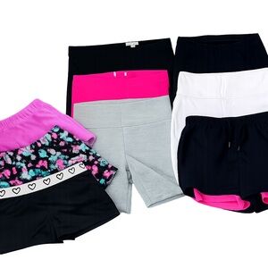 Girls Athletic Shorts Bundle Size 7/8 Mixed Brands 9 Piece Lot Active